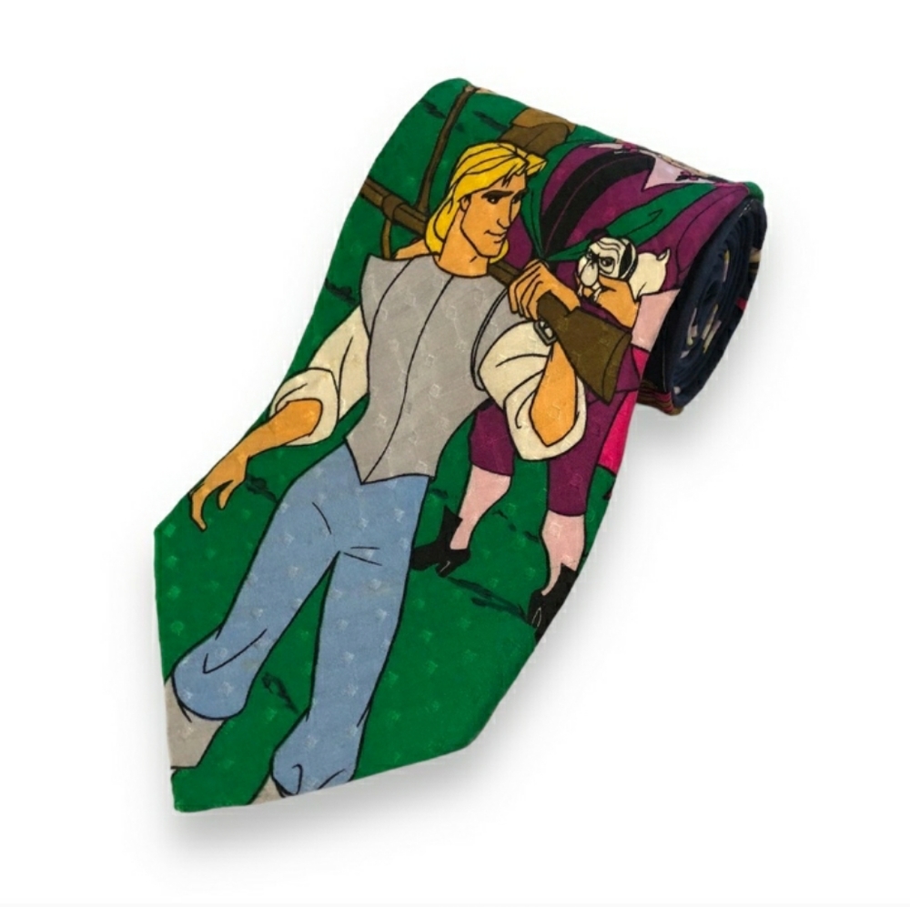 DISNEY Silk Tie Pocohantas John Smith & CrewVintage EUC!